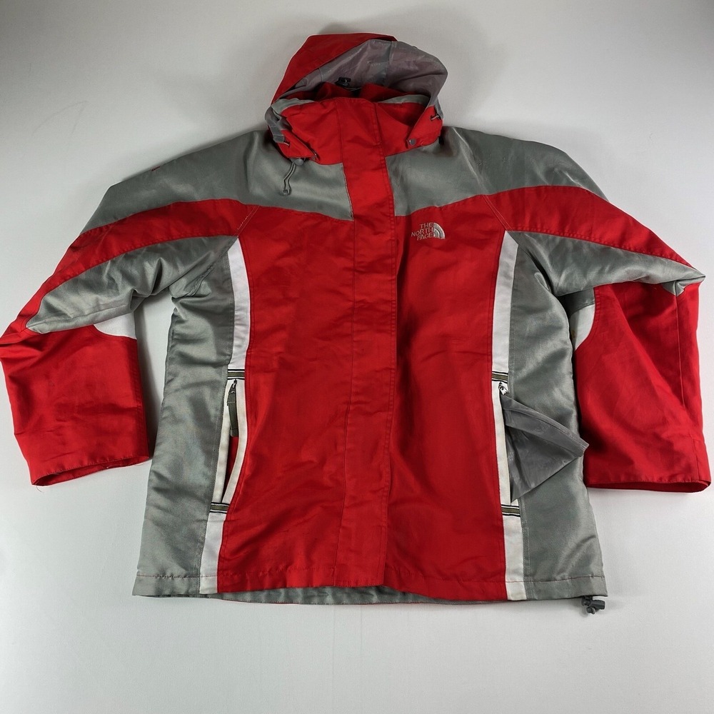 Vintage The North Face Jacket Womens XL Summit Series HyVent Red Gray‎ Hooded